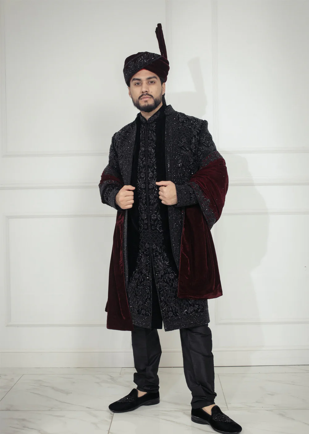 Royal Noir Groom's Sherwani Ensemble